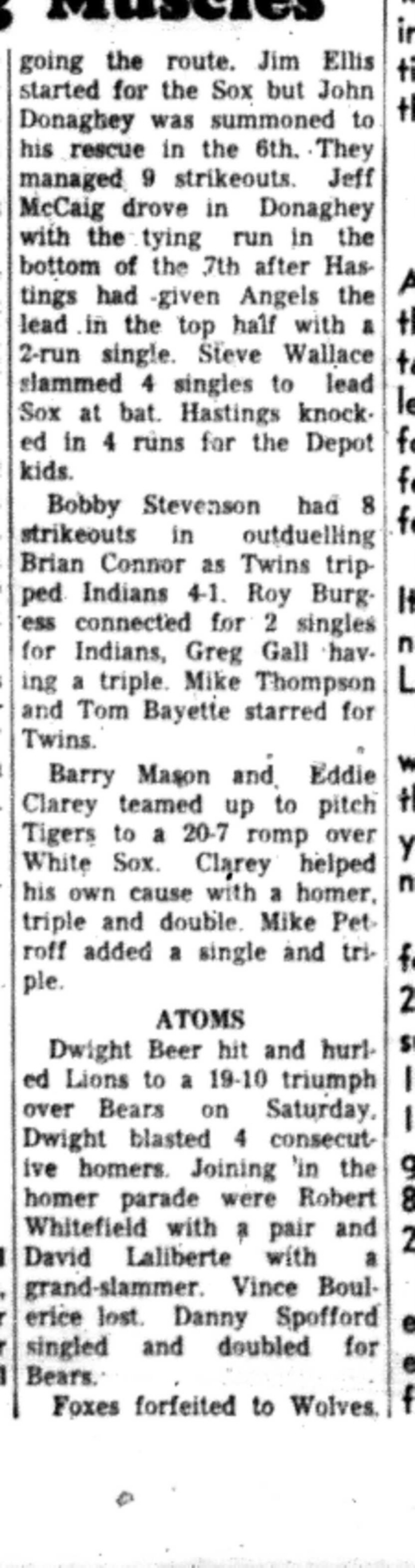 1966-07-27 Softball -Boys -CLMSL-Cobourg vs Baltimore-D