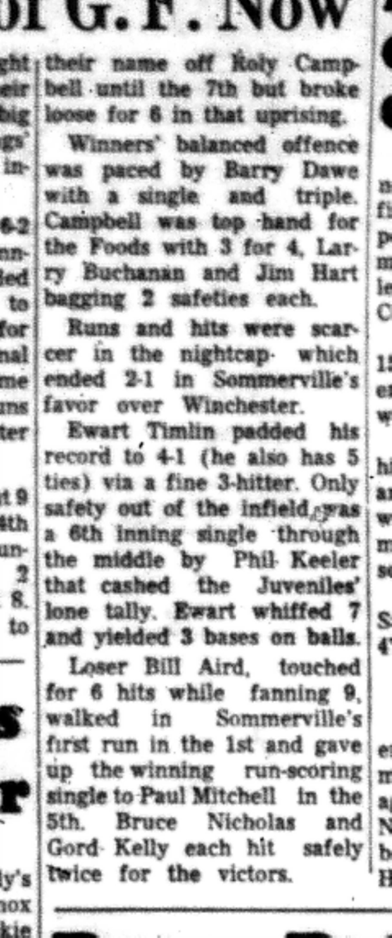 1966-07-27 Softball -Men -CMSL-General Foods Seeks Playoffs-C