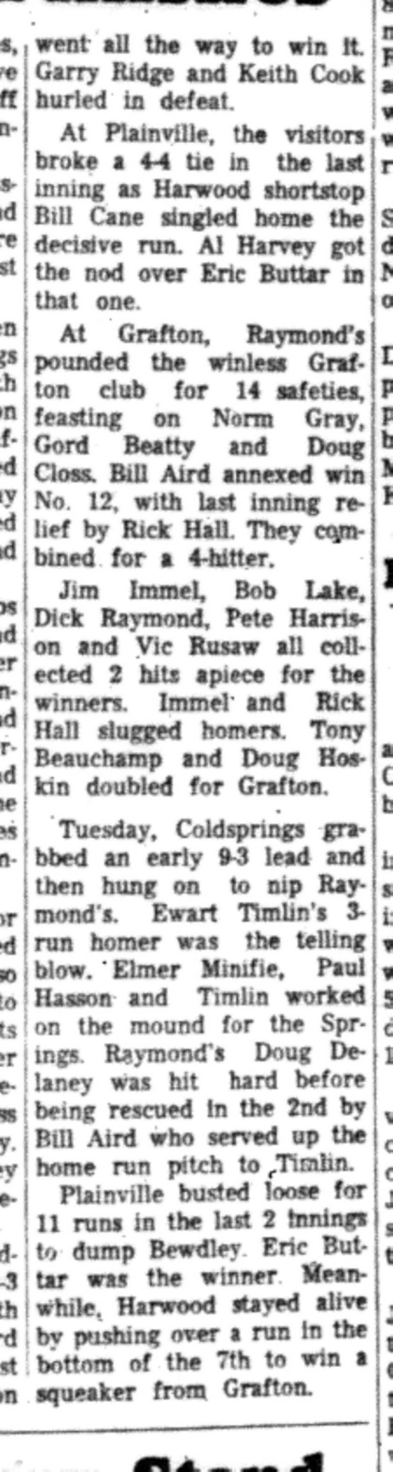 1966-07-27 Softball -Men -HTSL-Coldsprings vs Plainville-C