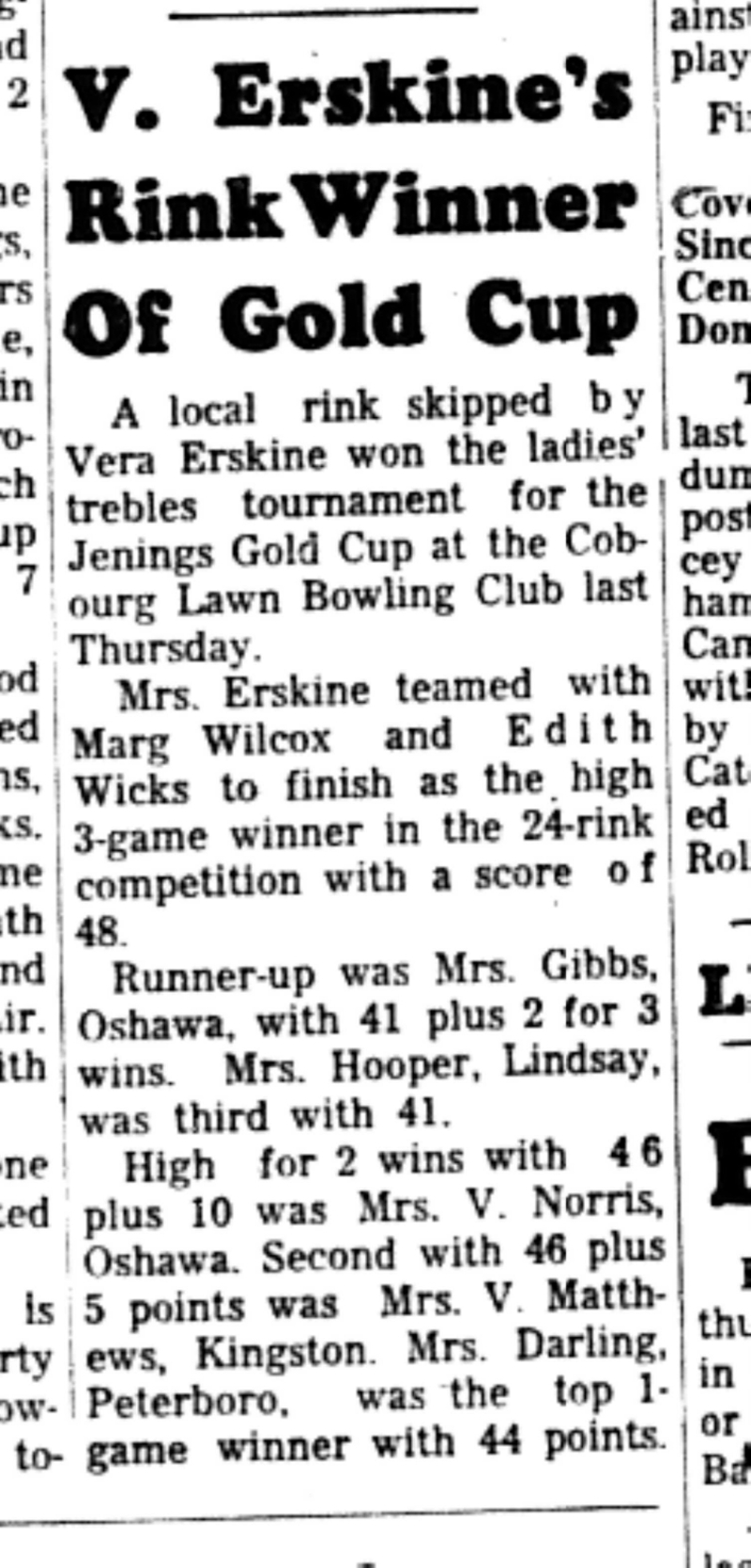 1966-08-10 Lawn Bowling -Mixed -Rink Winner Of Gold Cup