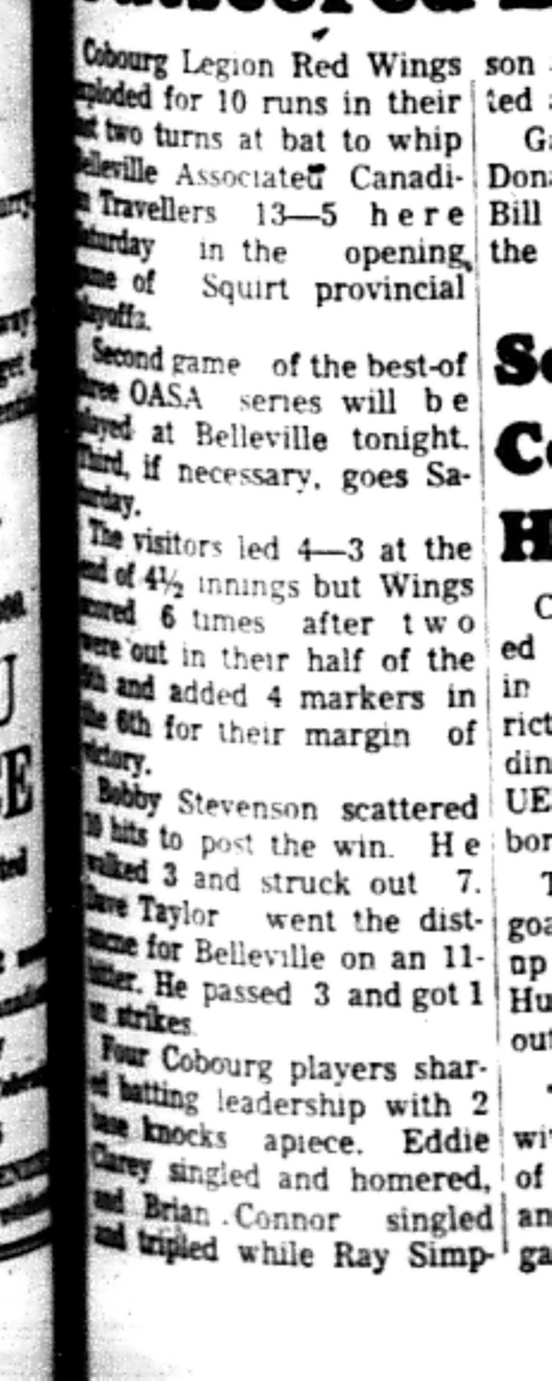 1966-08-10 Softball -Boys -Cobourg vs Belleville-B