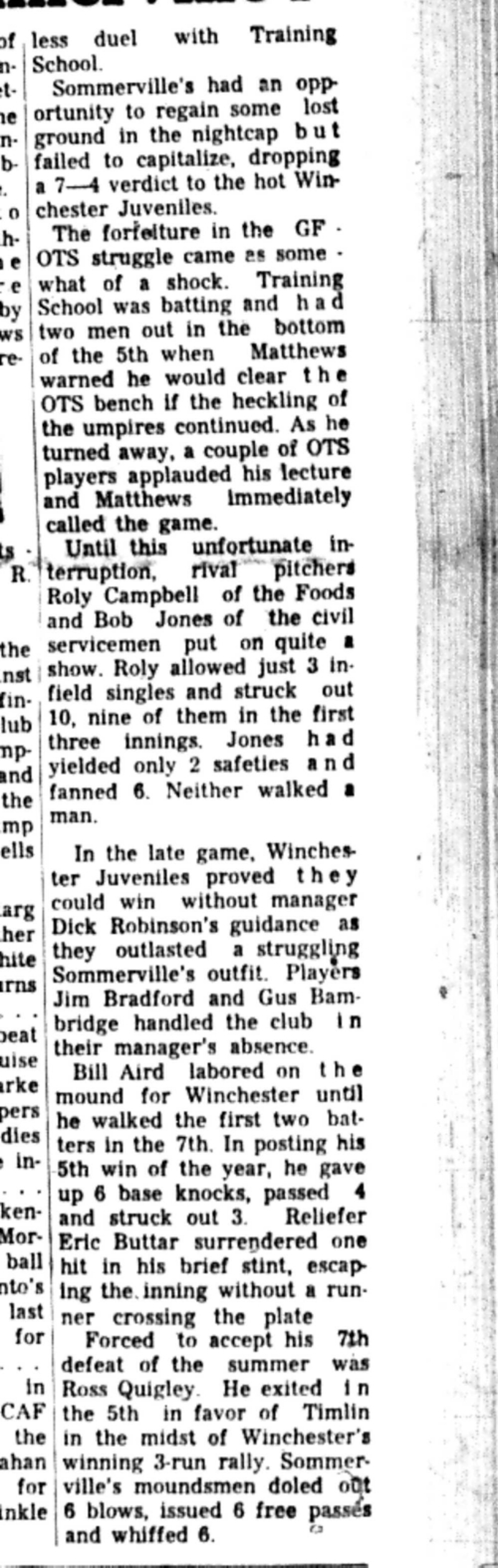 1966-08-10 Softball -Men -CMSL-General Foods Playoff Race-C