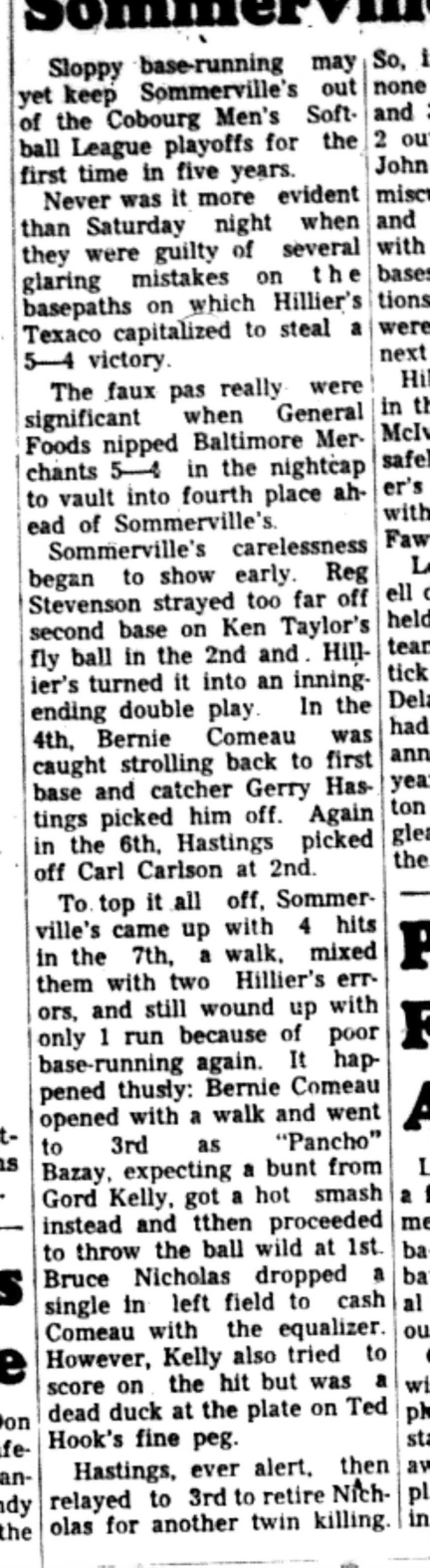 1966-08-10 Softball -Men -CMSL-Sommerville vs Baltimore-B