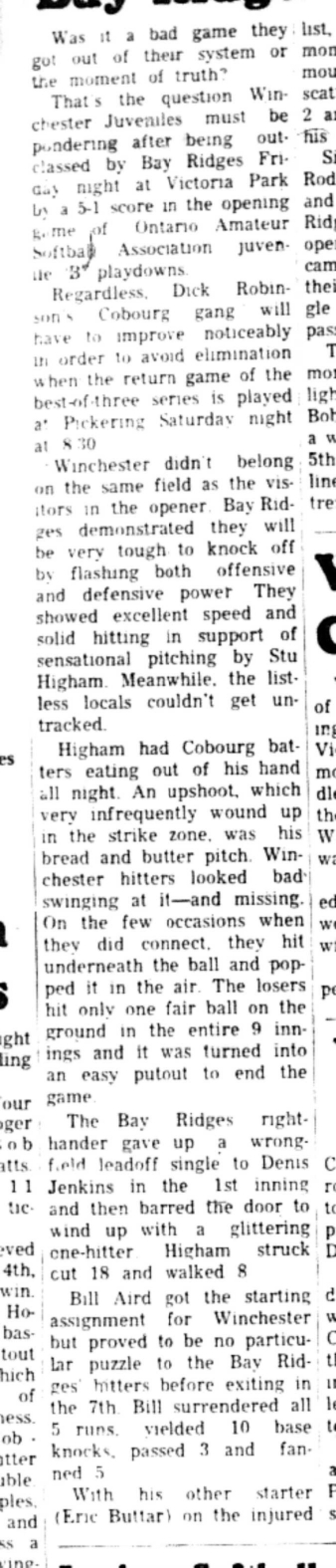 1966-08-17 Softball -Boys -Winchester vs Bay Ridges-B