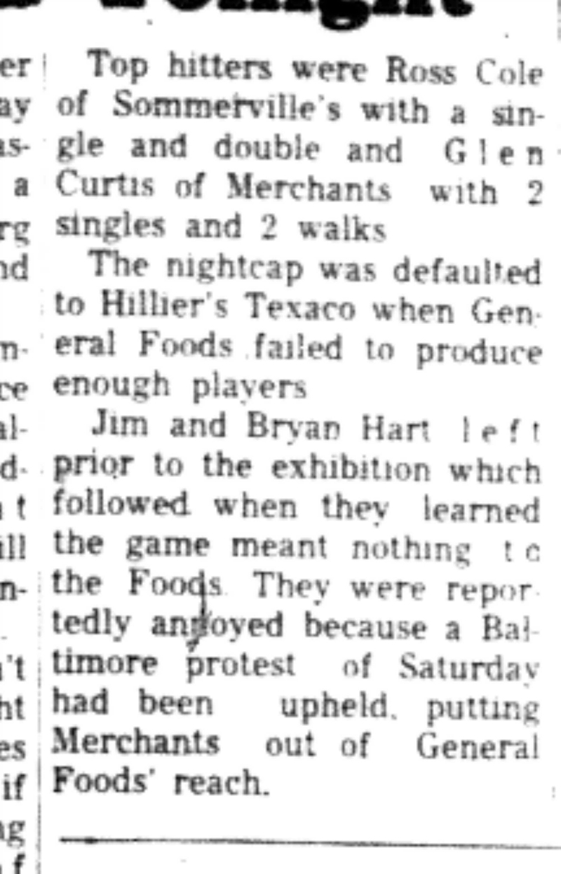 1966-08-17 Softball -Men -CMSL-Sommerville vs Baltimore-C