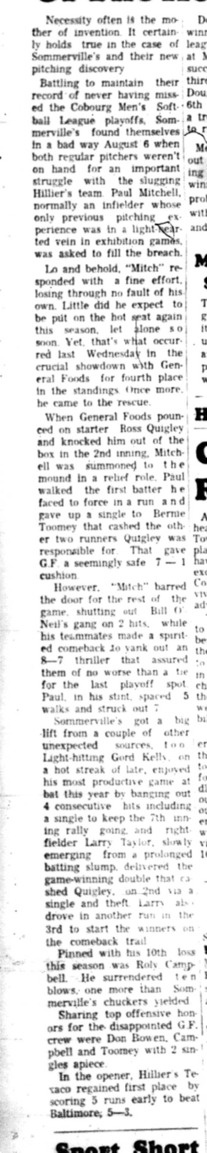 1966-08-17 Softball -Men -CMSL-Sommerville vs Hilliers-B
