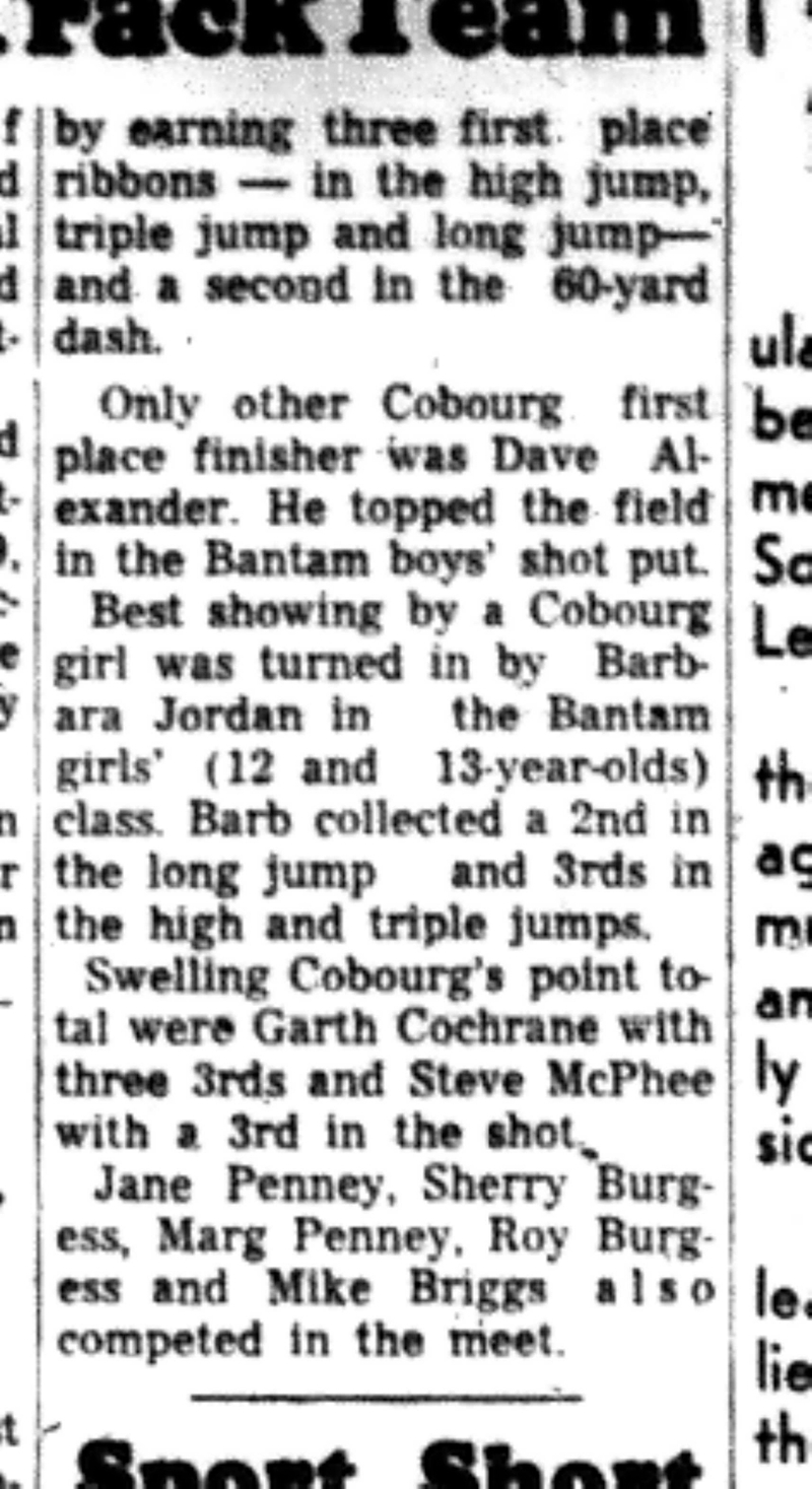 1966-08-24 Track & Field -Boys -Cobourg Track Club Leader-C