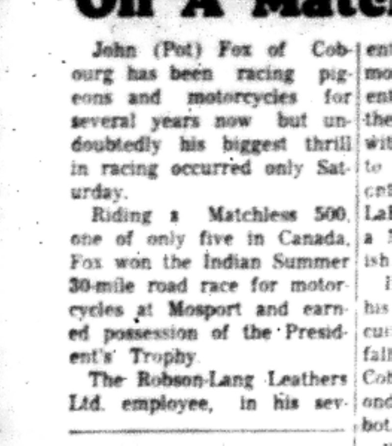1966-09-07 Motorcycle Racing -Men -Cobourg Man Captures Presidents Trophy-B