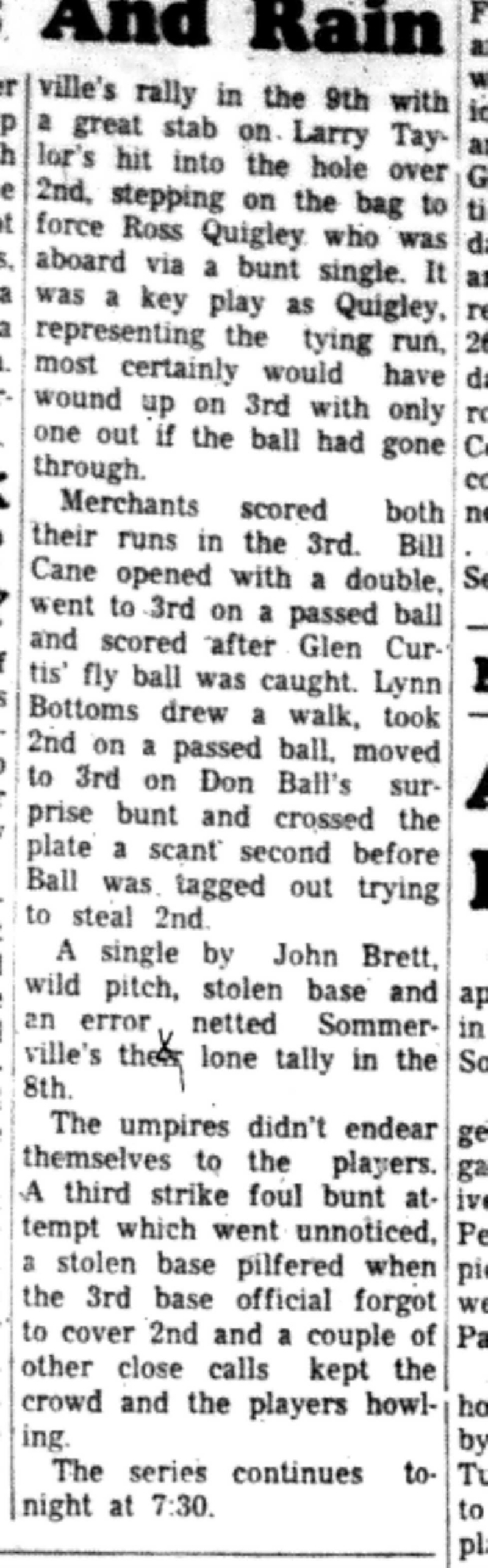 1966-09-07 Softball -Men -CMSL-Merchants vs Sommerville-D