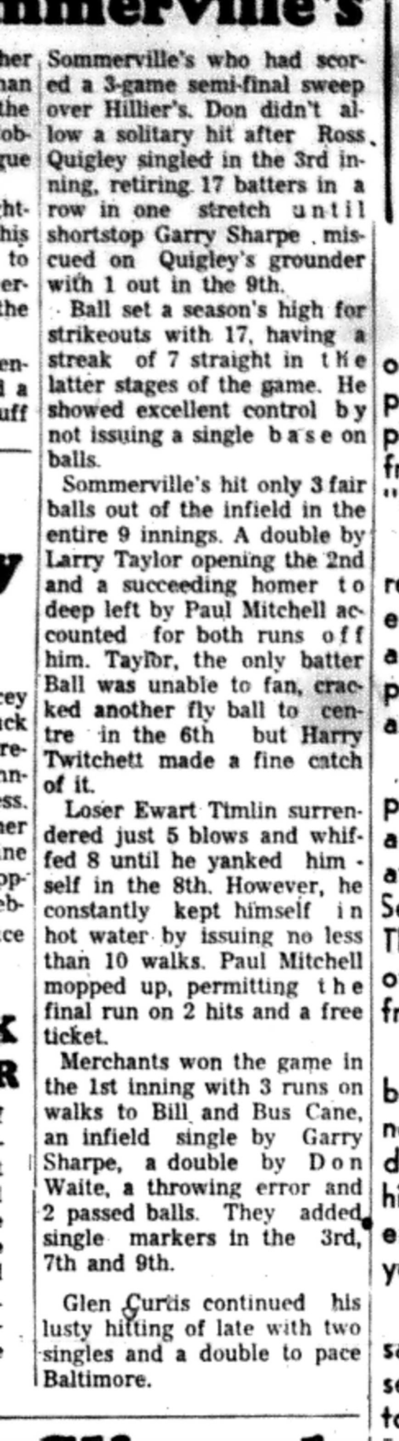 1966-09-07 Softball -Men -CMSL-Sommerville vs Baltimore-C