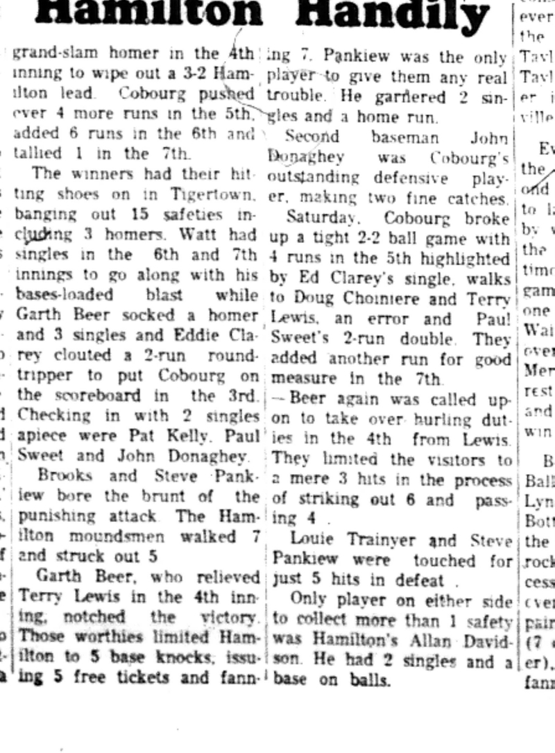 1966-09-14 Baseball -Boys -Cobourg Tykes In Playoffs-C