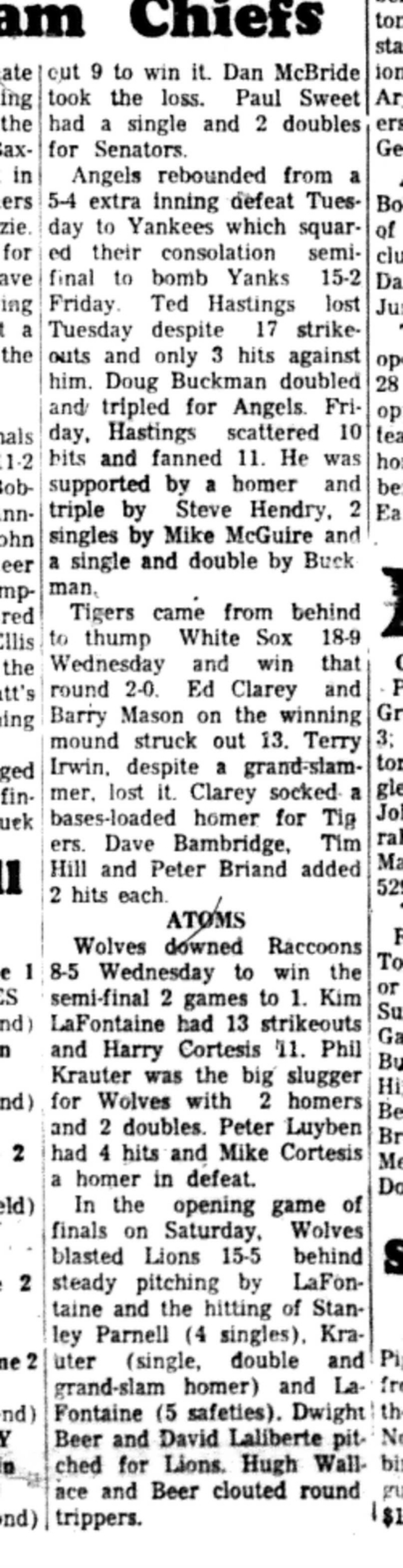 1966-09-14 Softball -Boys -CLMSL-Chiefs vs Bisons-E