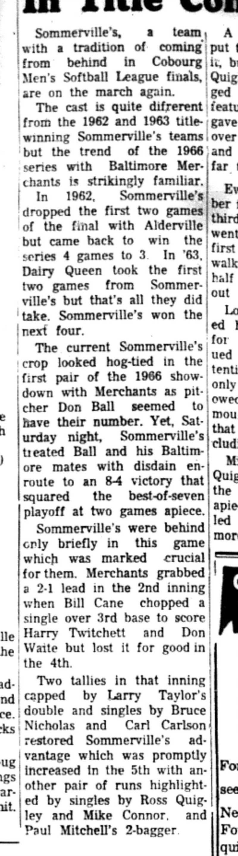 1966-09-14 Softball -Men -CMSL-Sommervilles In Title Contention-B