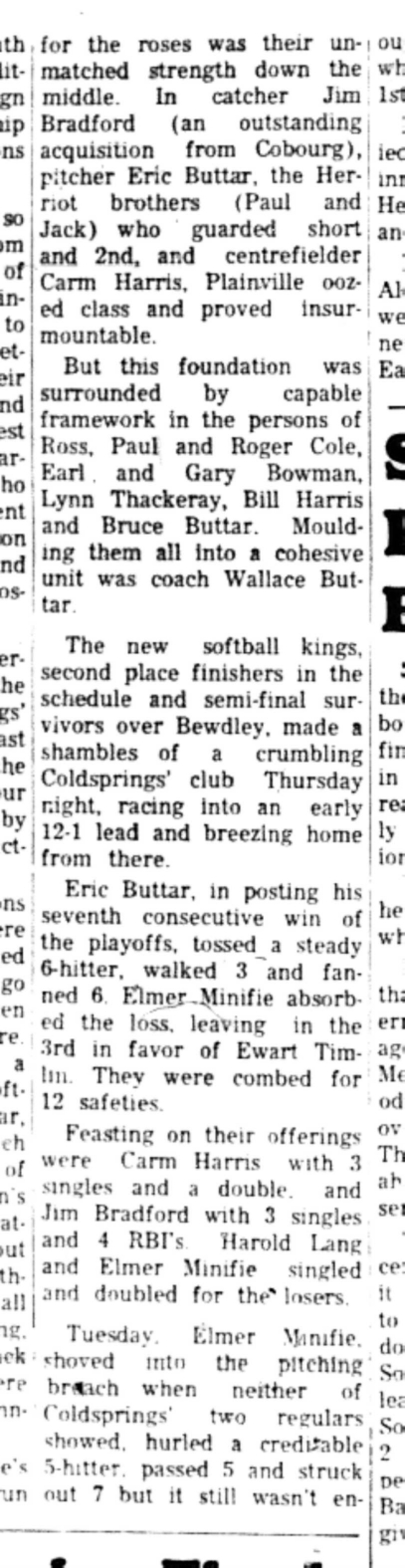 1966-09-14 Softball -Men -HTSL-Plainville vs Coldsprings-C