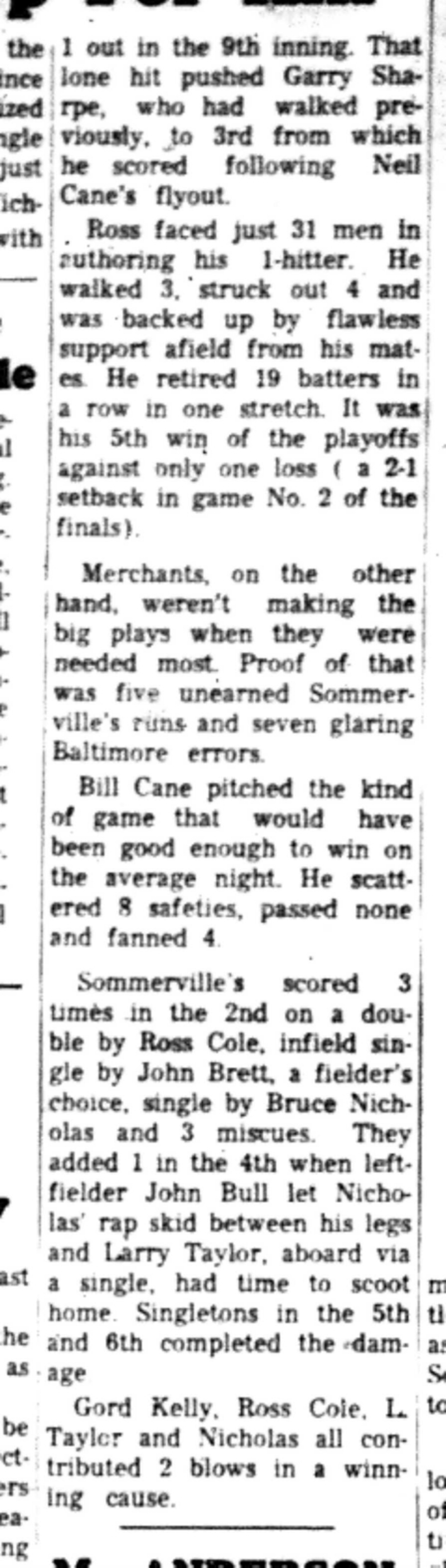 1966-09-14 Softball -Men -Sommervilles vs Baltimore-D