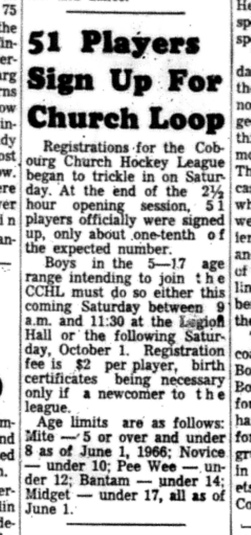 1966-09-21 Hockey -Boys -CCHL Sign Ups