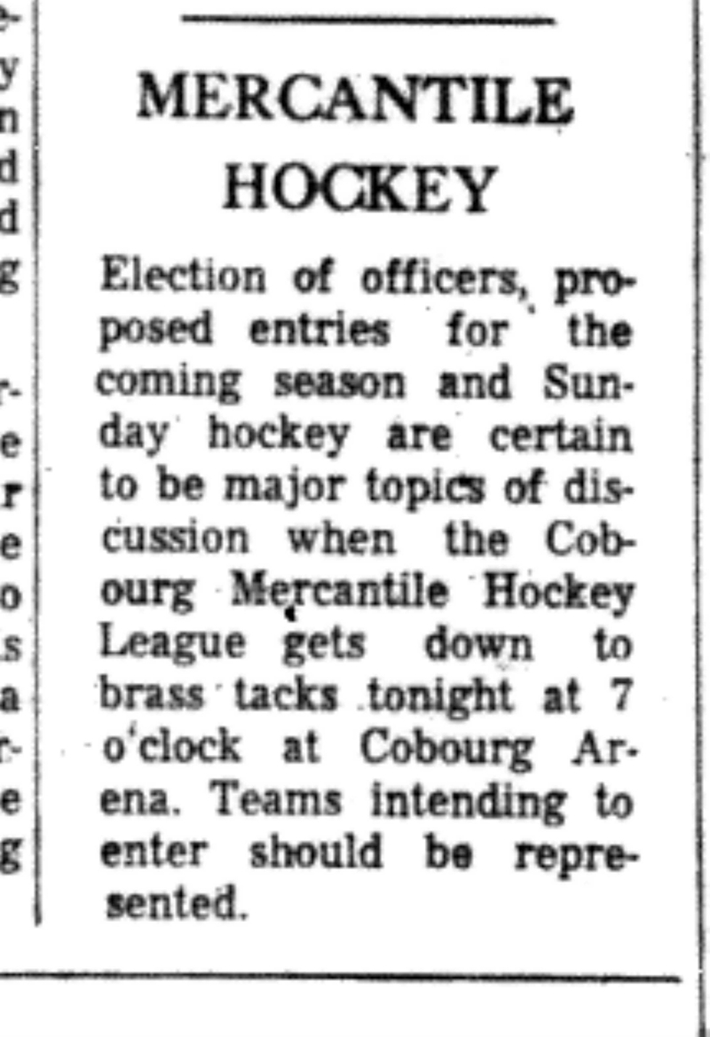 1966-09-21 Hockey -Men -CMHL Proposed Entries