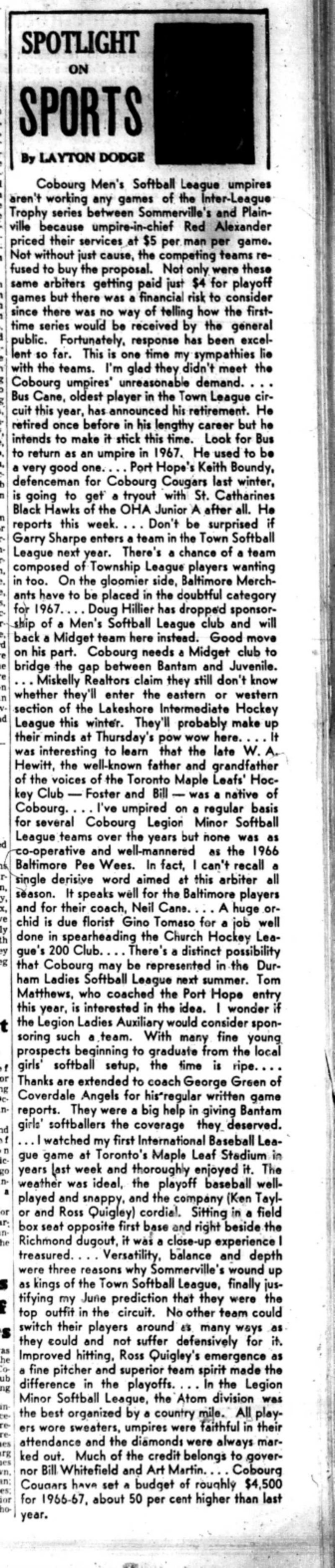 1966-09-21 Layton Dodge -Spotlight On Sports