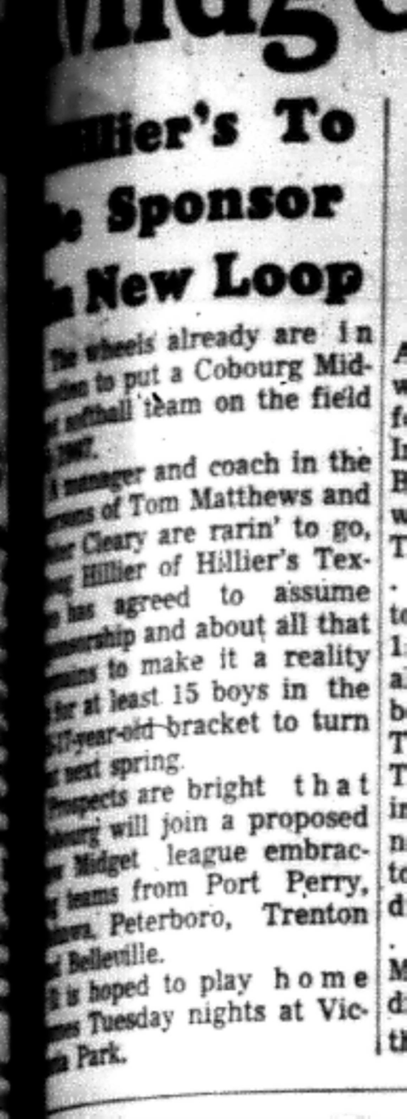1966-09-21 Softball -Men -Hilliers In New Loop