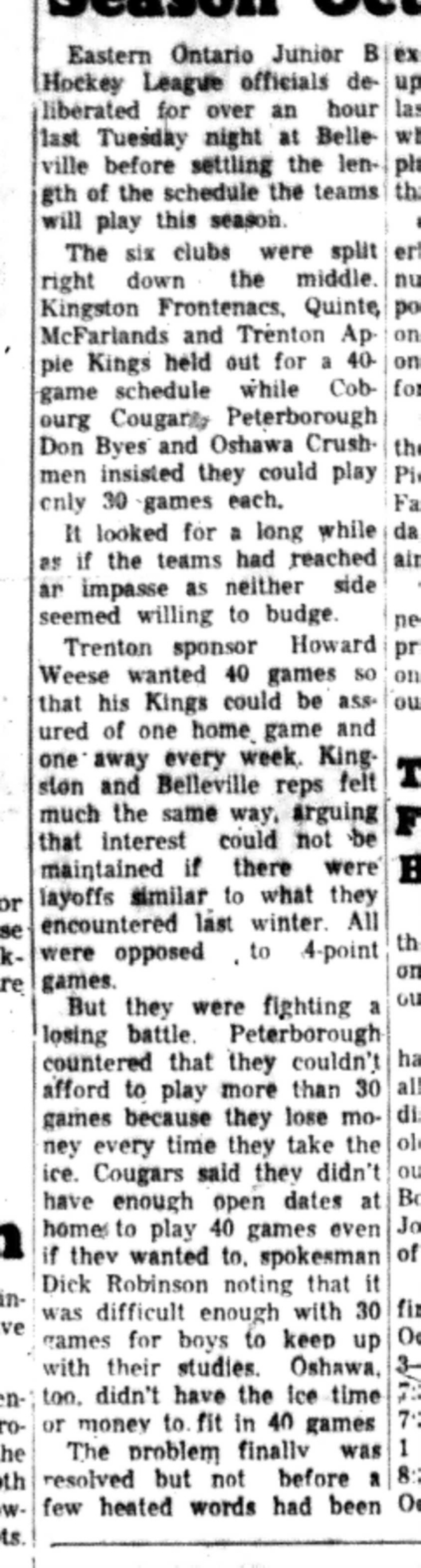 1966-09-28 Hockey -Boys -Cougars Hope Opener Date-B