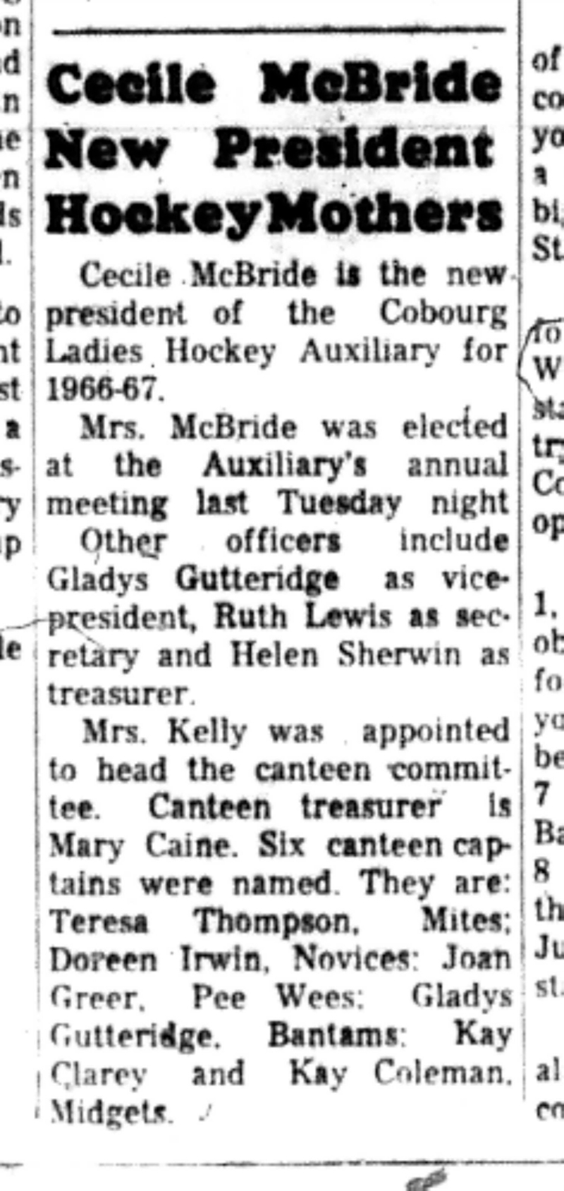 1966-09-28 Hockey -Ladies -Ladies Auxiliary New President