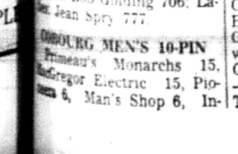 1966-10-05 Bowling -Men -10 Pin Results-A