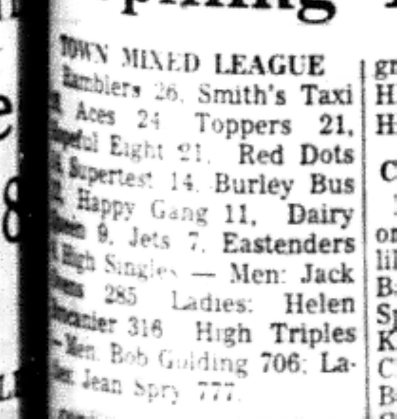 1966-10-05 Bowling -Mixed -Town Mixed League Results