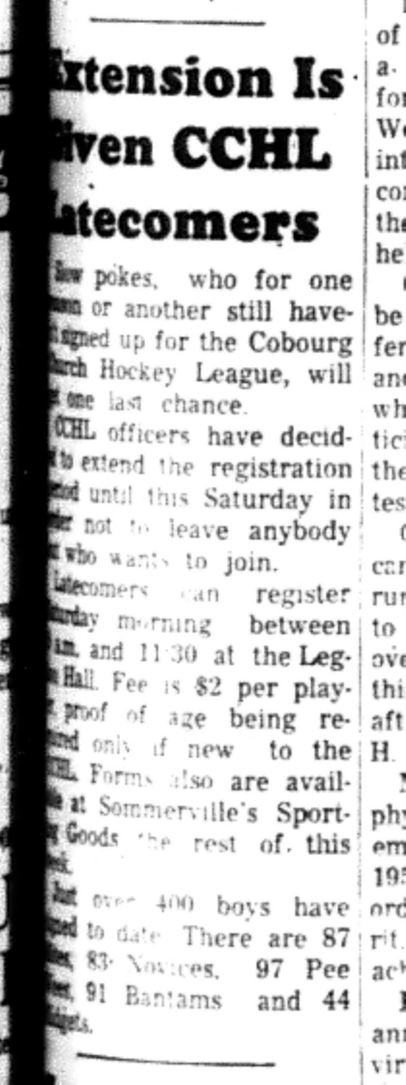 1966-10-05 Hockey -Boys- CCHL Extension