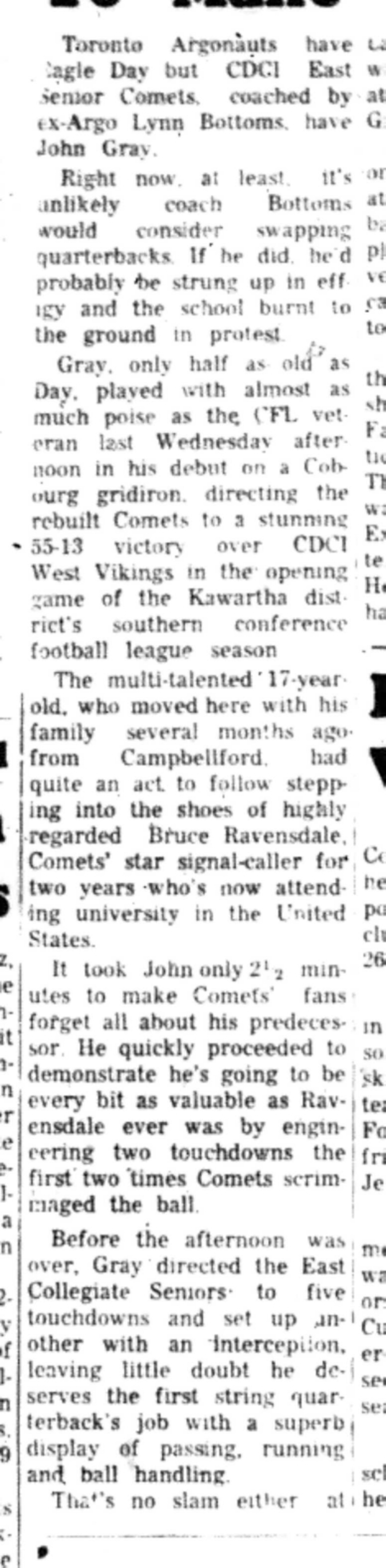 1966-10-05 School -Football -Boys -CDCI East Visited By Argo QB-C