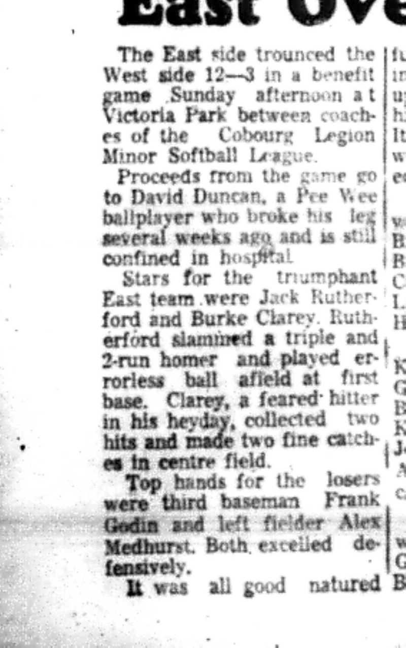 1966-10-05 Softball -Boys -CLMSL-Cobourg East vs Cobourg West-B