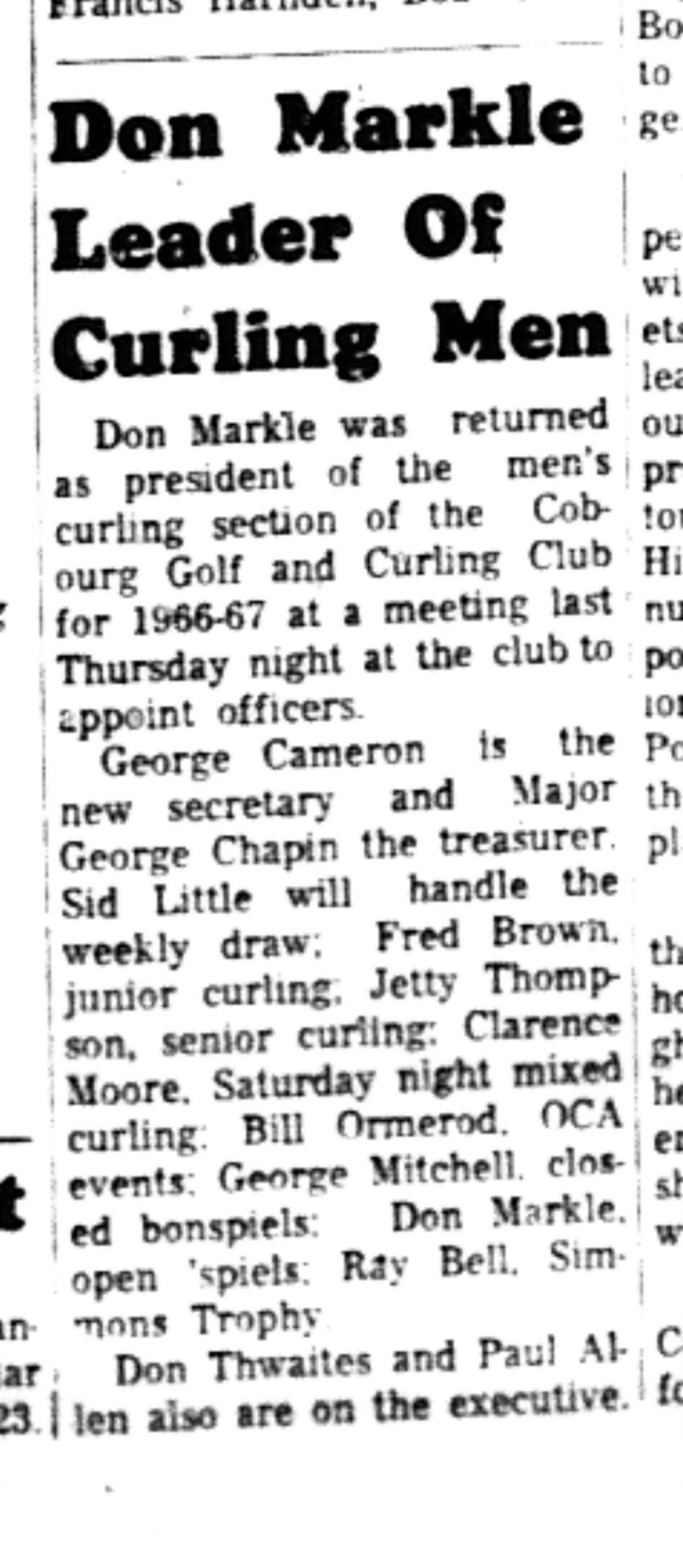 1966-10-12 Curling -Men -New Cobourg Mens Leaders