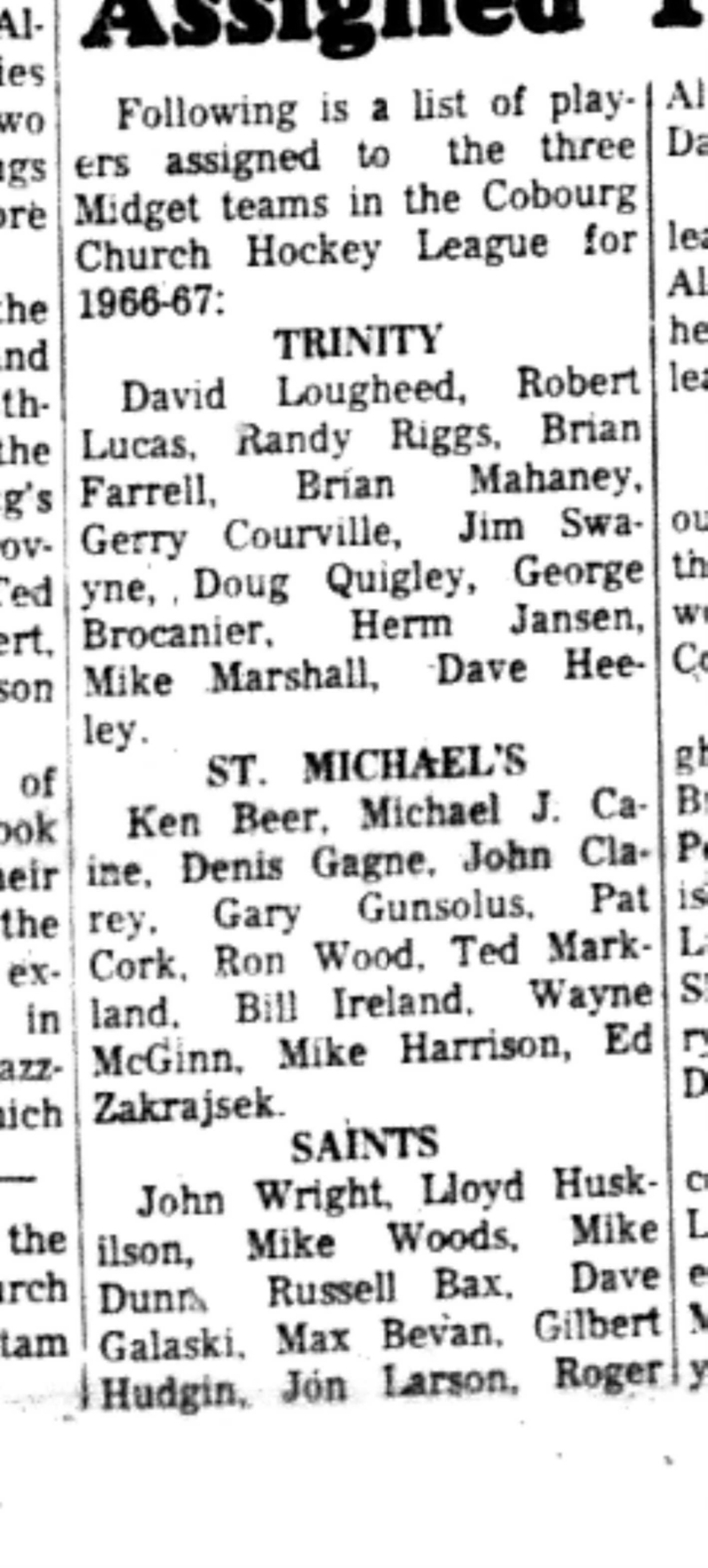 1966-10-19 Hockey -Boys -CCHL Assigns Midget Teams-B