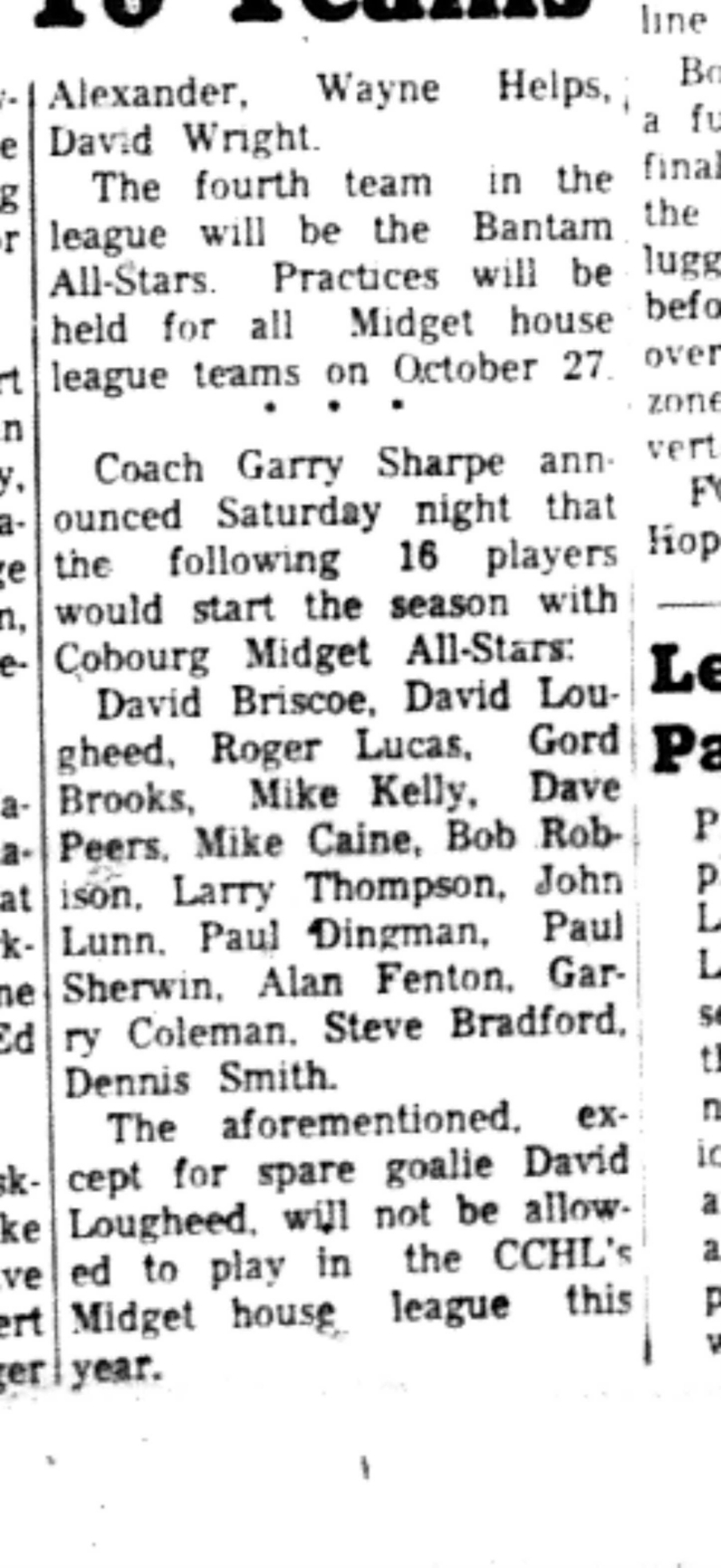 1966-10-19 Hockey -Boys -CCHL Assigns Midget Teams-C