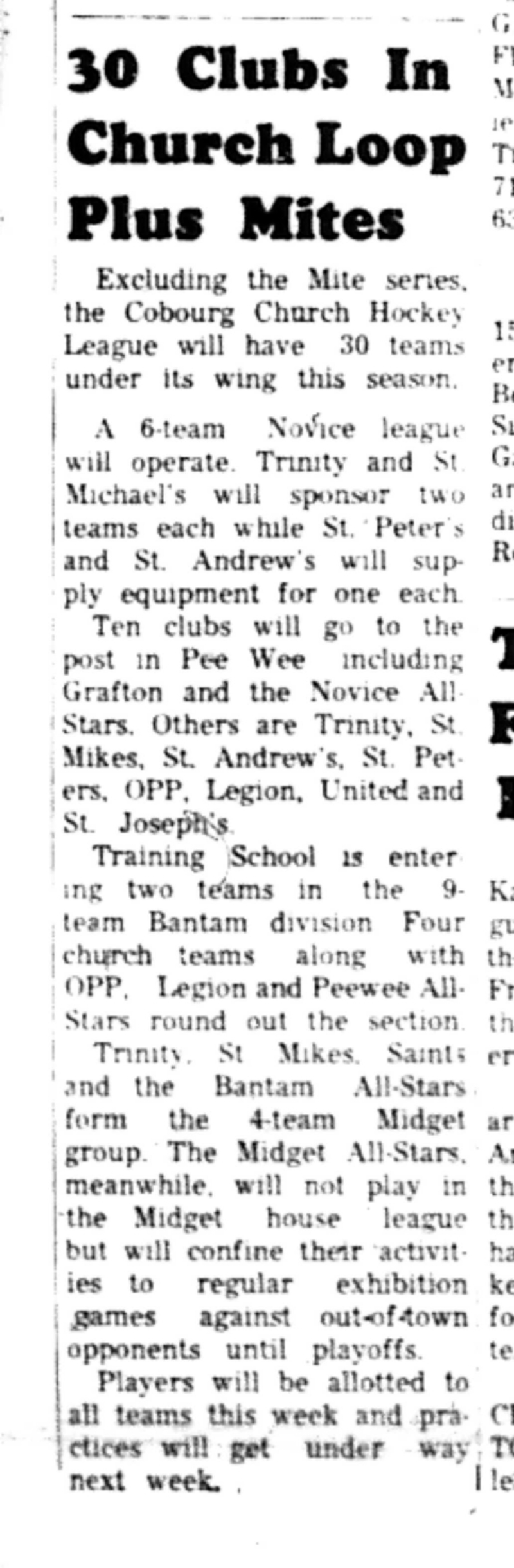 1966-10-19 Hockey -Boys -CCHL Fields 30 Teams