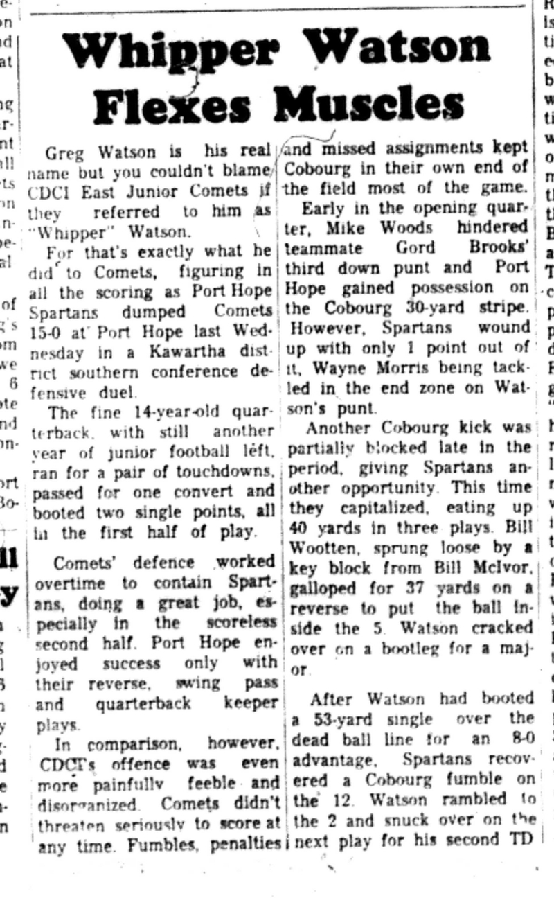 1966-10-19 School -Football -Boys -CDCI East vs Port Hope