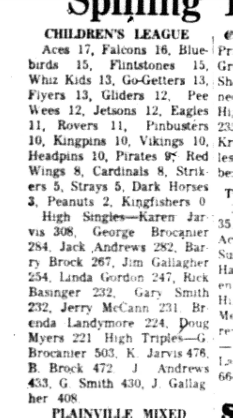 1966-10-26 Bowling -Mixed -Childrens League Results