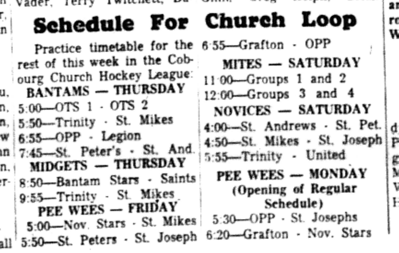 1966-10-26 Hockey -Boys -CCHL Schedule