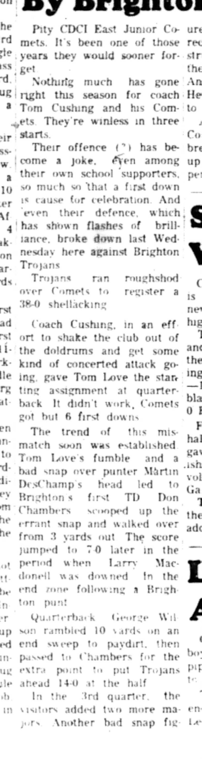 1966-10-26 School -Football -Boys -CDCI East Juniors vs Brighton-B