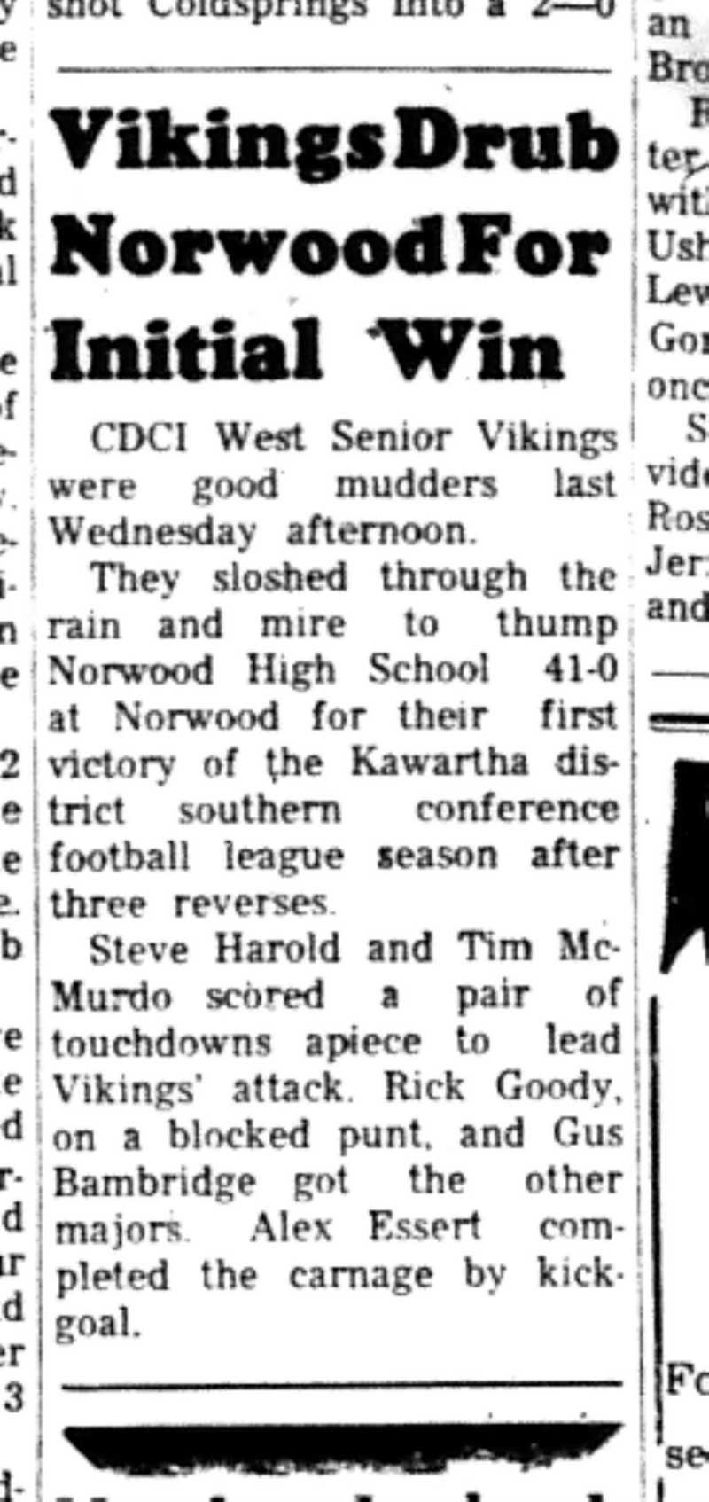 1966-10-26 School -Football -Boys -CDCI West vs Norwood