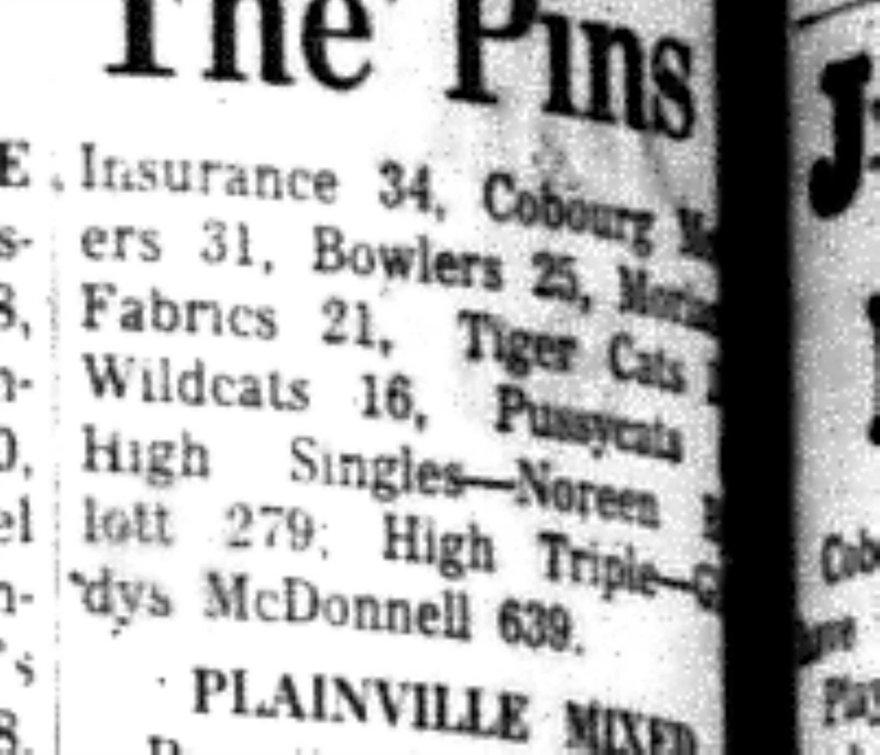 1966-11-02 Bowling -Ladies -Thursday League Results-B