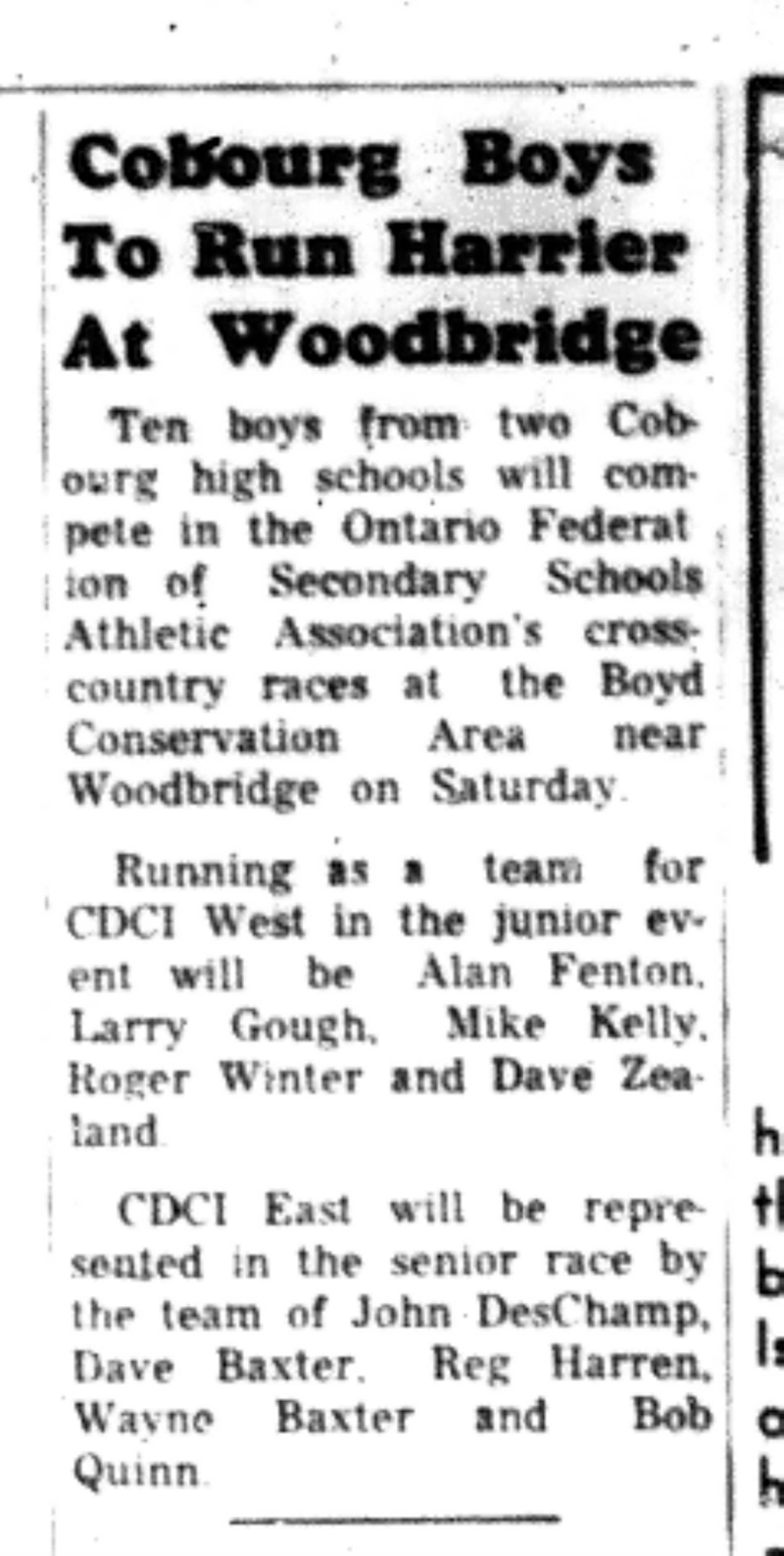 1966-11-02 School -Track & Field -Boys -Cobourg Runners At OFSAA Harriers