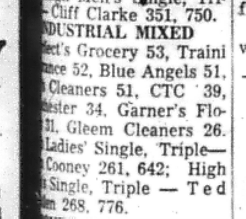 1966-12-07 Bowling -Mixed -Industrial League Results