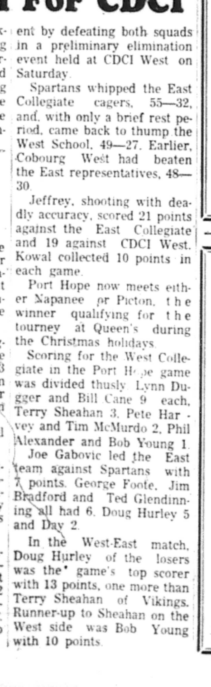 1966-12-07 School -Basketball -Boys -CDCI East vs Port Hope-C