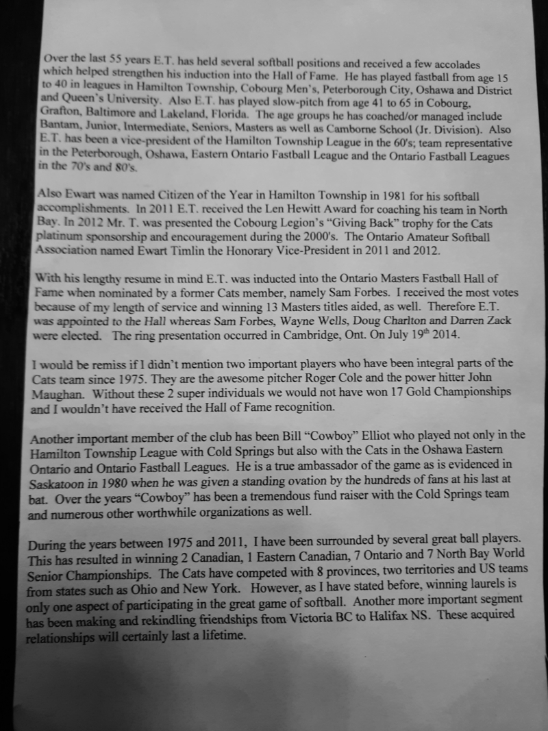 Ewart Timlin History