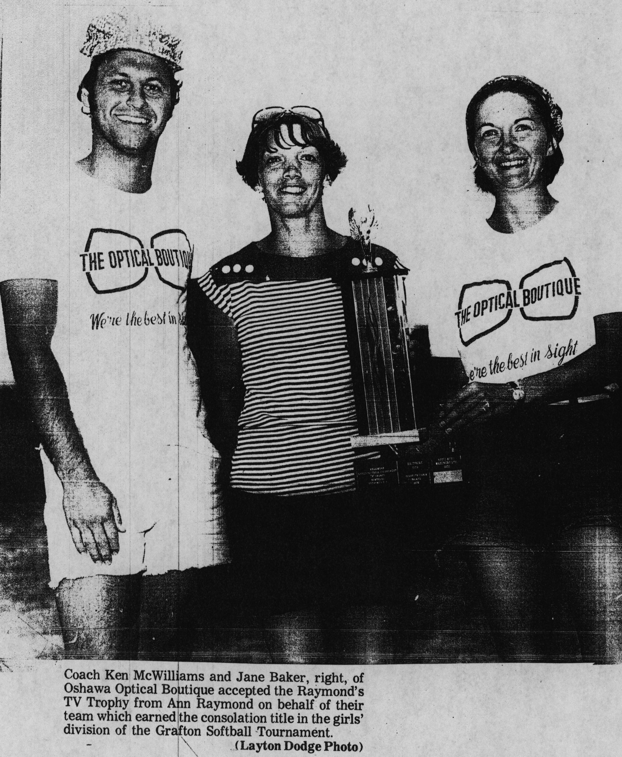 Softball -Grafton Tournament -1977 -Consolation Champs Ladies -Oshawa Optical