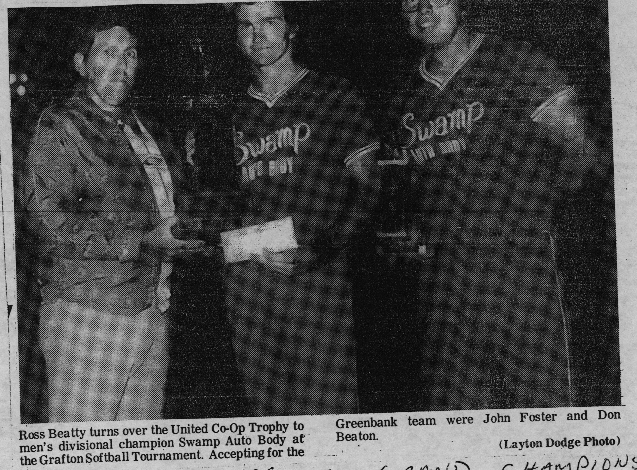 Softball -Grafton Tournament -1978 -Mens-Runner Up-Swamp Auto