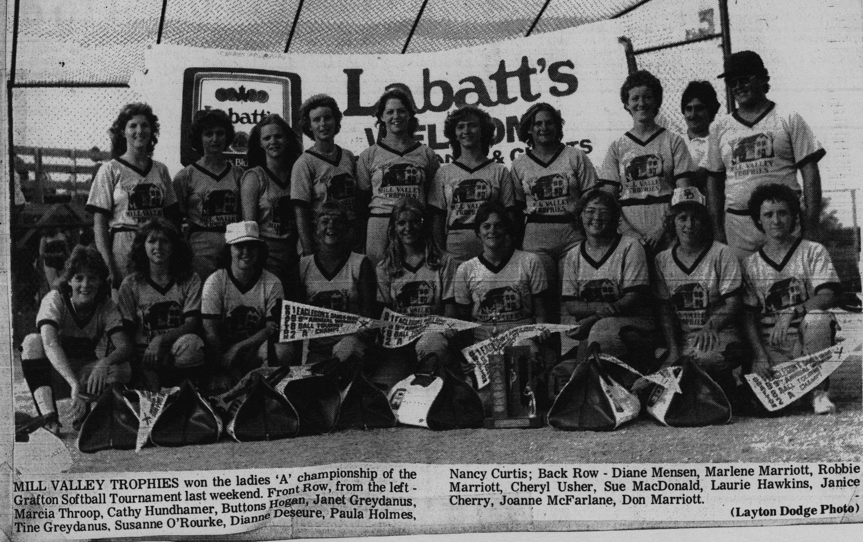 Softball -Grafton Tournament -1982 -Ladies-A Champs-Mill Valley