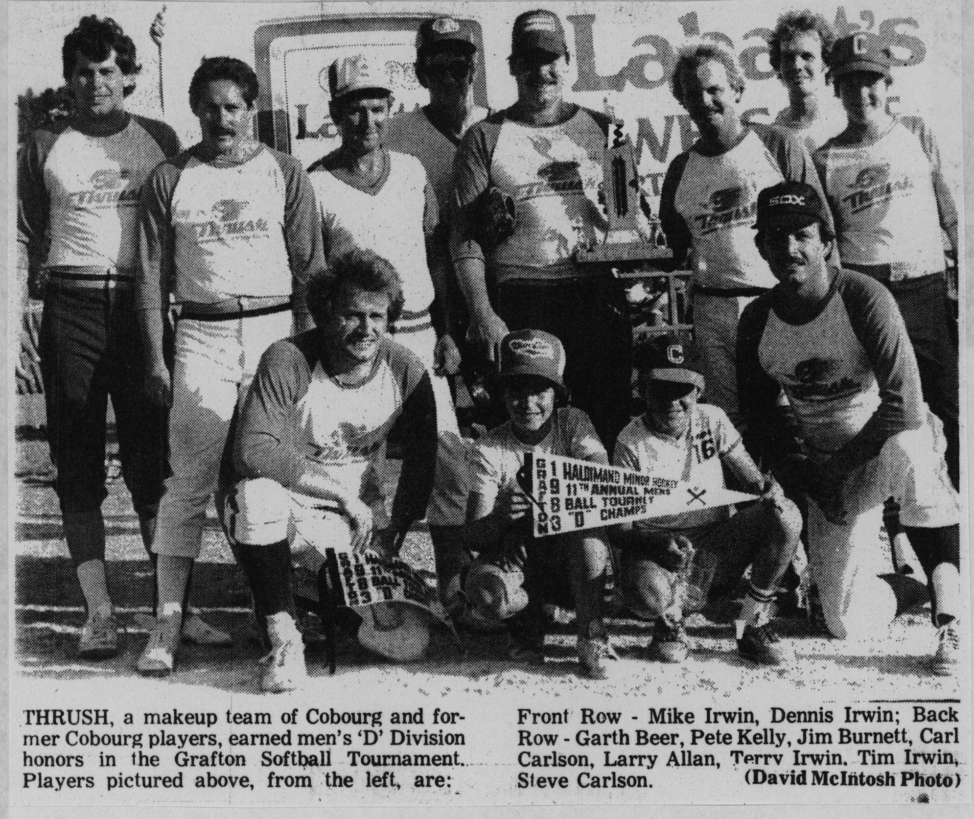 Softball -Grafton Tournament -1983 -Mens-D Champs-Thrush Cobourg