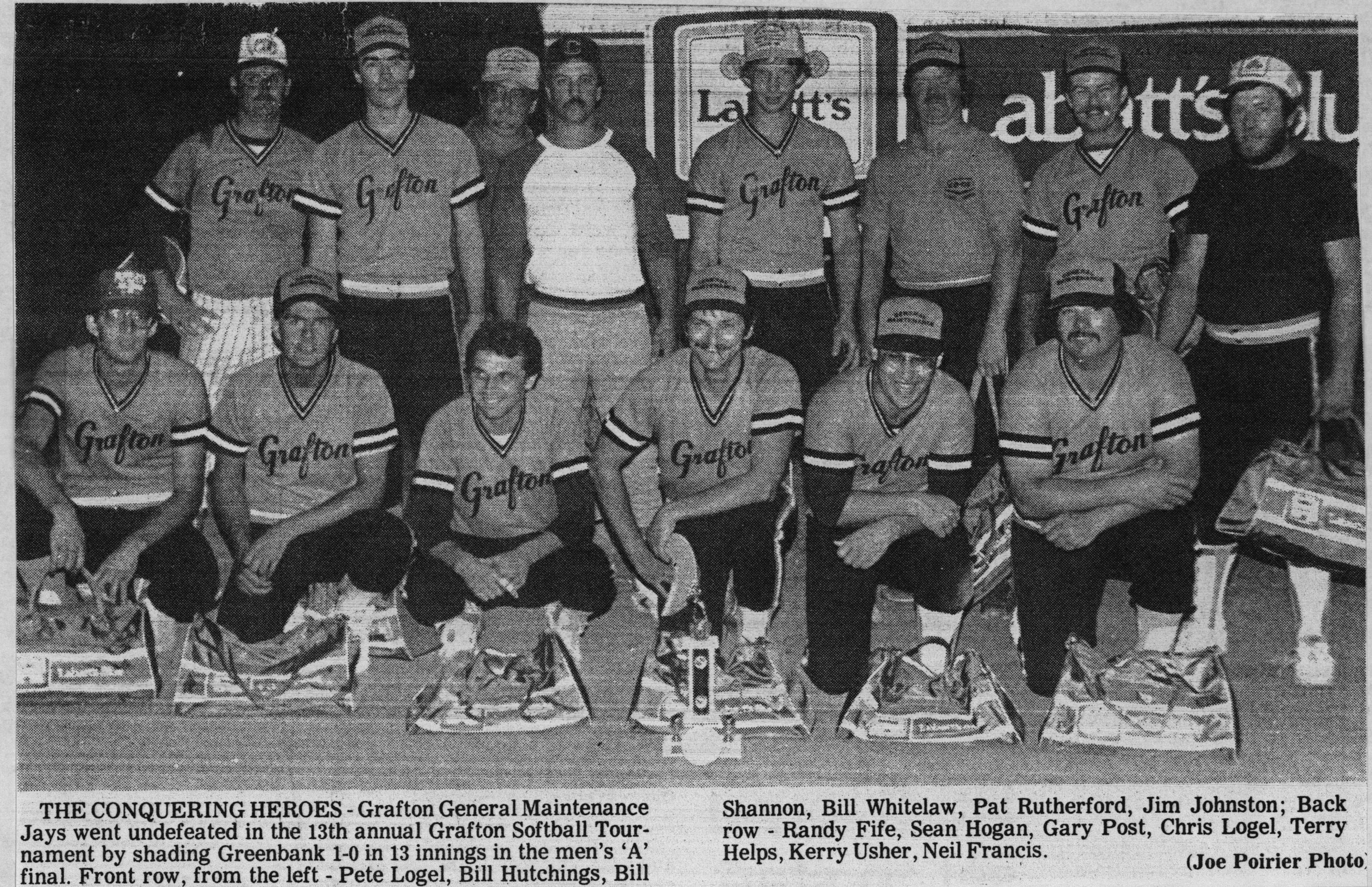 Softball -Grafton Tournament -1985 -Mens-A Champs-Grafton General Mainenance