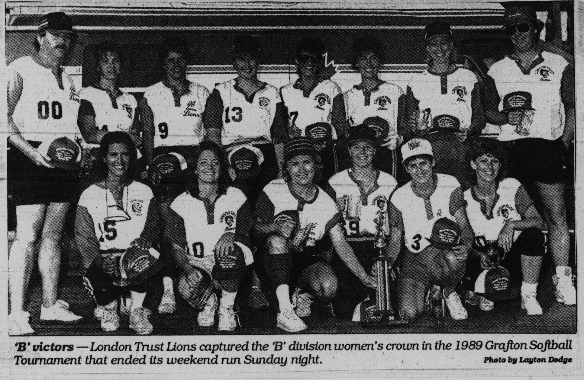 Softball -Grafton Tournament -1989 -Ladies-B Champs-London Trust Lions